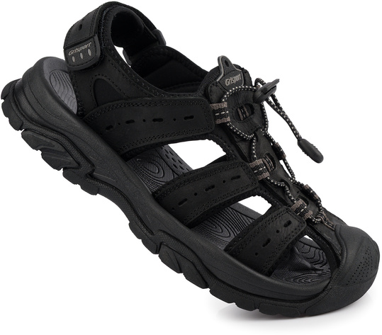GRISPORT 9029M męskie sandały skórzane trekkingowe sportowe czarne