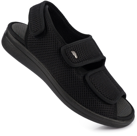 DR ORTO buty sandały ortopedyczne na rzepy wygodne zdrowotne czarne