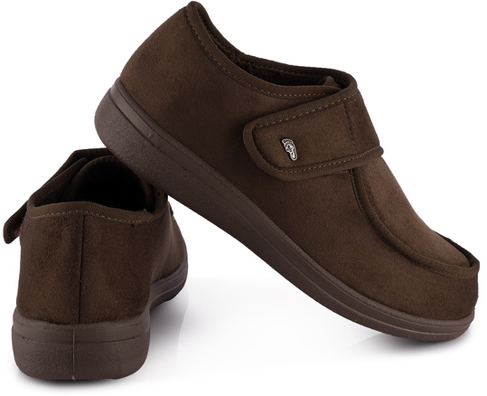 DR ORTO męskie buty ortopedyczne wygodne zdrowotne na rzep brązowe