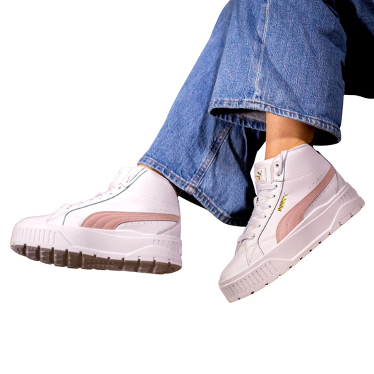 PUMA KARMEN II MID 397459-05 damskie buty sportowe sneakersy wysokie na platformie skórzane białe