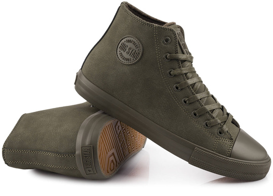 BIG STAR MĘSKIE OCIEPLANE WYSOKIE TRAMPKI ZA KOSTKĘ KHAKI EKOSKÓRA