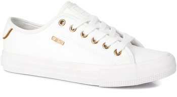 BIG STAR TT274022GR damskie trampki klasyczne niskie białe ekoskóra złote dodatki