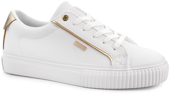 BIG STAR damskie buty sportowe sneakersy białe ekoskóra złote dodatki