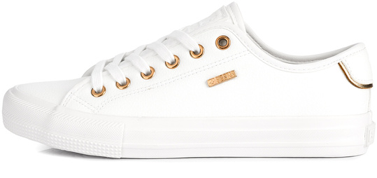 BIG STAR TT274022GR damskie trampki klasyczne niskie białe ekoskóra złote dodatki