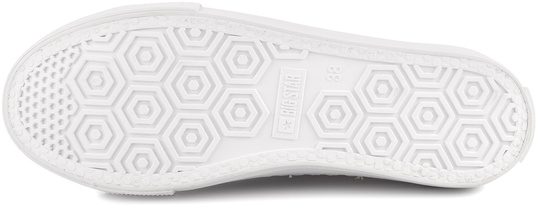 BIG STAR damskie trampki klasyczne białe teksturowane złote dodatki