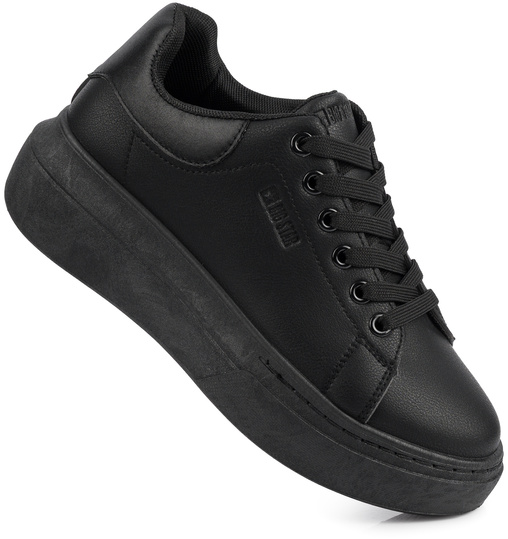 BIG STAR damskie buty sneakersy na platformie ekoskóra czarne