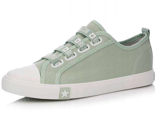 BIG STAR HH274097 damskie trampki niskie zielone z gumkami