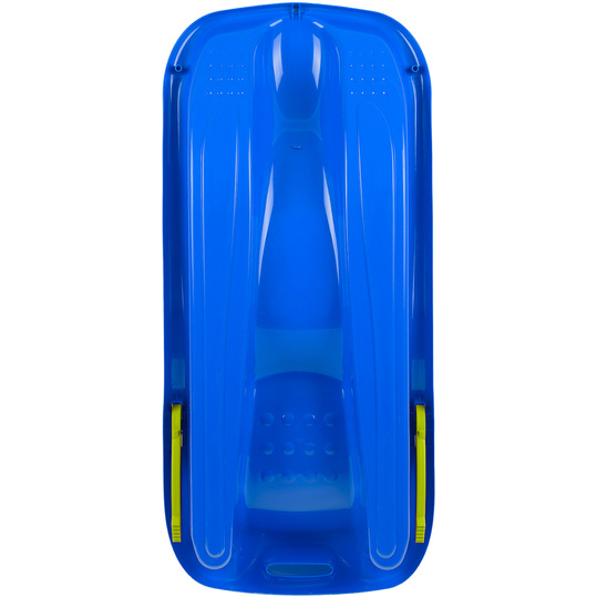 Duże sanki ślizg dla dzieci z oparciem hamulcem sznurkiem plastikowe niebieskie