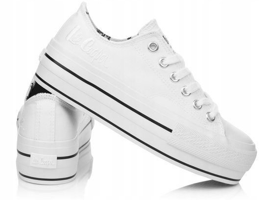 LEE COOPER LCW-22-31-0842L DAMSKIE TRAMPKI BIAŁE NA PLATFORMIE