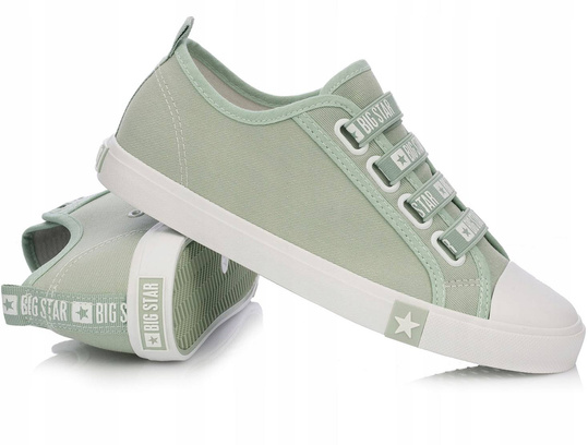 BIG STAR HH274097 damskie trampki niskie zielone z gumkami