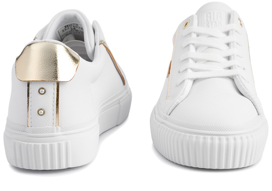 BIG STAR damskie buty sportowe sneakersy białe ekoskóra złote dodatki