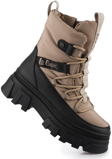 LEE COOPER LCJ3143 BUTY BOTKI DAMSKIE ZIMOWE ŚNIEGOWCE OCIEPLANE BEŻOWE