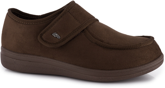 DR ORTO męskie buty ortopedyczne wygodne zdrowotne na rzep brązowe