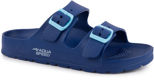 AQUA SPEED klapki dziecięce na basen plaże na codzień regulowane klamry granatowe