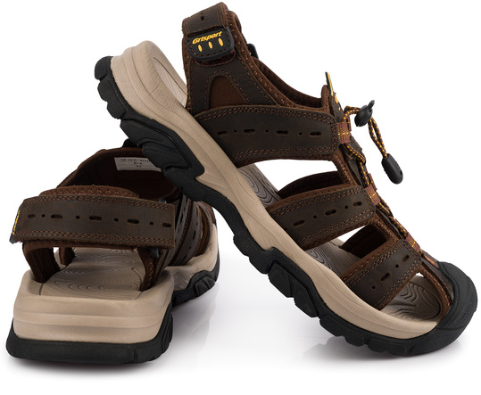 GRISPORT 9028M męskie sandały skórzane trekkingowe sportowe brązowe