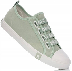 BIG STAR HH274097 damskie trampki niskie zielone z gumkami