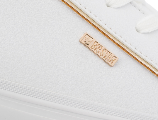 BIG STAR damskie buty sportowe sneakersy białe ekoskóra złote dodatki