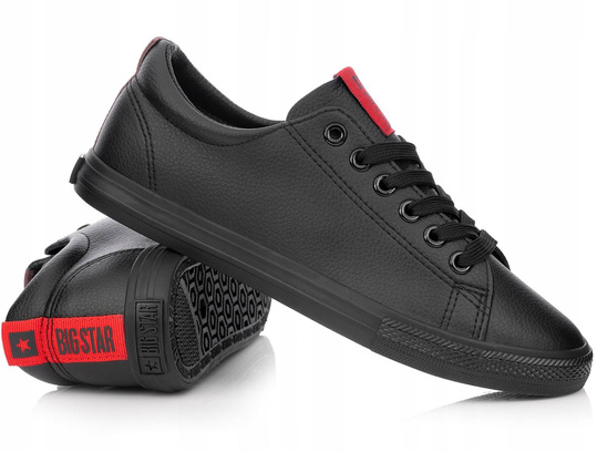 BIG STAR DD274687 906 damskie trampki niskie czarne ekoskóra