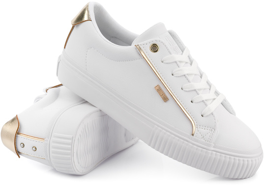BIG STAR damskie buty sportowe sneakersy białe ekoskóra złote dodatki