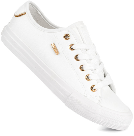 BIG STAR TT274022GR damskie trampki klasyczne niskie białe ekoskóra złote dodatki