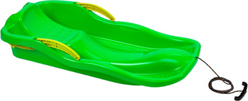 Duże sanki ślizg dla dzieci z oparciem hamulcem sznurkiem plastikowe zielone