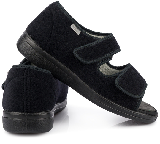 DR ORTO męskie buty sandały ortopedyczne na rzepy wygodne zdrowotne czarne