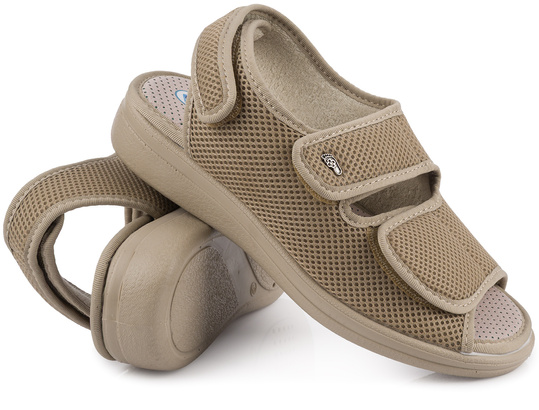 DR ORTO damskie buty sandały ortopedyczne na rzepy wygodne zdrowotne beżowe