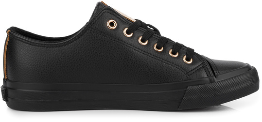 BIG STAR damskie trampki klasyczne czarne ekoskóra złote dodatki