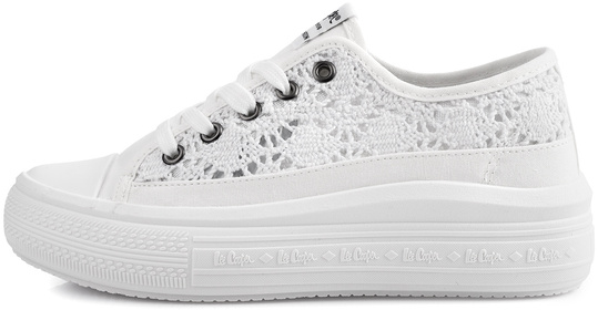 LEE COOPER 1617L damskie trampki na platformie koronka białe