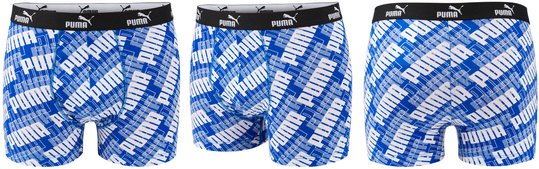 PUMA PROMO PRINT BOXER 935800-01 męskie bokserki majtki bawełniane 4PAK czarne niebieskie