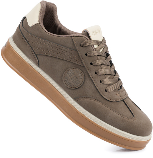 BIG STAR męskie buty klasyczne sneakersy brązowe ekoskóra