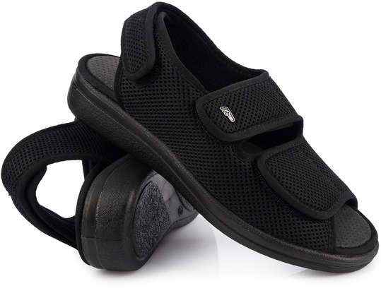 DR ORTO buty sandały ortopedyczne na rzepy wygodne zdrowotne czarne