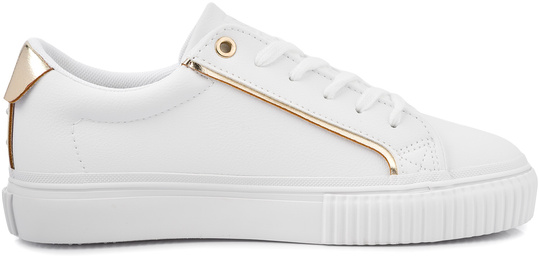 BIG STAR damskie buty sportowe sneakersy białe ekoskóra złote dodatki