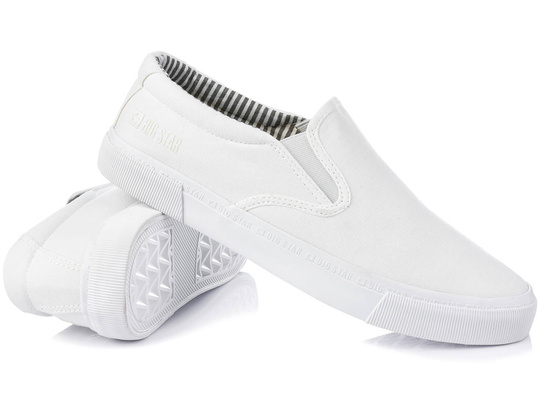 BIG STAR LL174063 MĘSKIE BIAŁE KLASYCZNE TRAMPKI WSUWANE