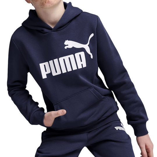 PUMA ESS BIG LOGO 586965-06 bluza dziecięca sportowa z kapturem bawełniana granatowa