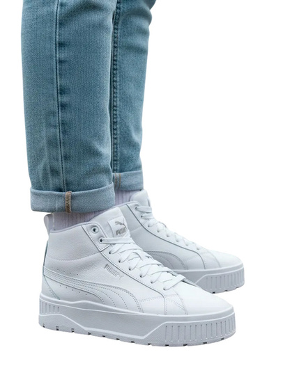 PUMA KARMEN II MID 397459-01 damskie buty sportowe sneakersy wysokie na platformie skórzane białe