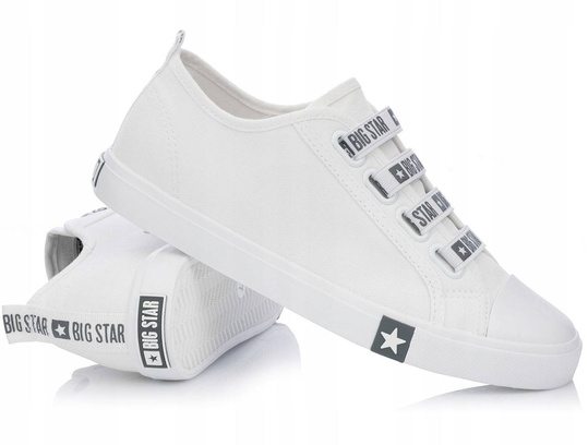 BIG STAR HH274094 damskie trampki niskie białe z gumkami