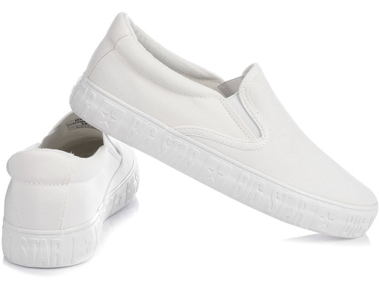 BIG STAR LL274389 DAMSKIE TRAMPKI TENISÓWKI WSUWANE SLIP ON BIAŁE