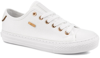 BIG STAR damskie trampki klasyczne białe teksturowane złote dodatki