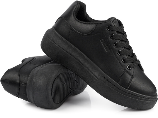 BIG STAR damskie buty sneakersy na platformie ekoskóra czarne